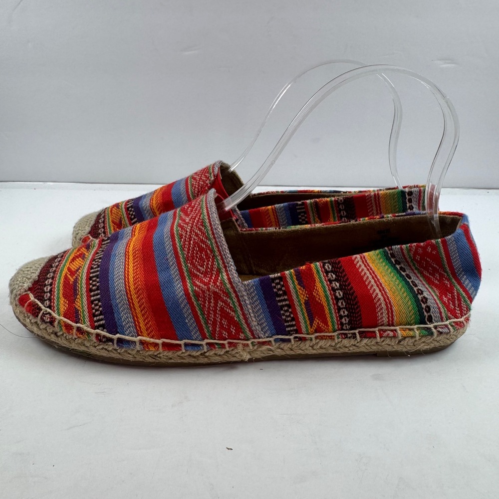 Minnetonka Womens Multicolor Striped Fabric Espadrille Slip On Flat Shoes 8M